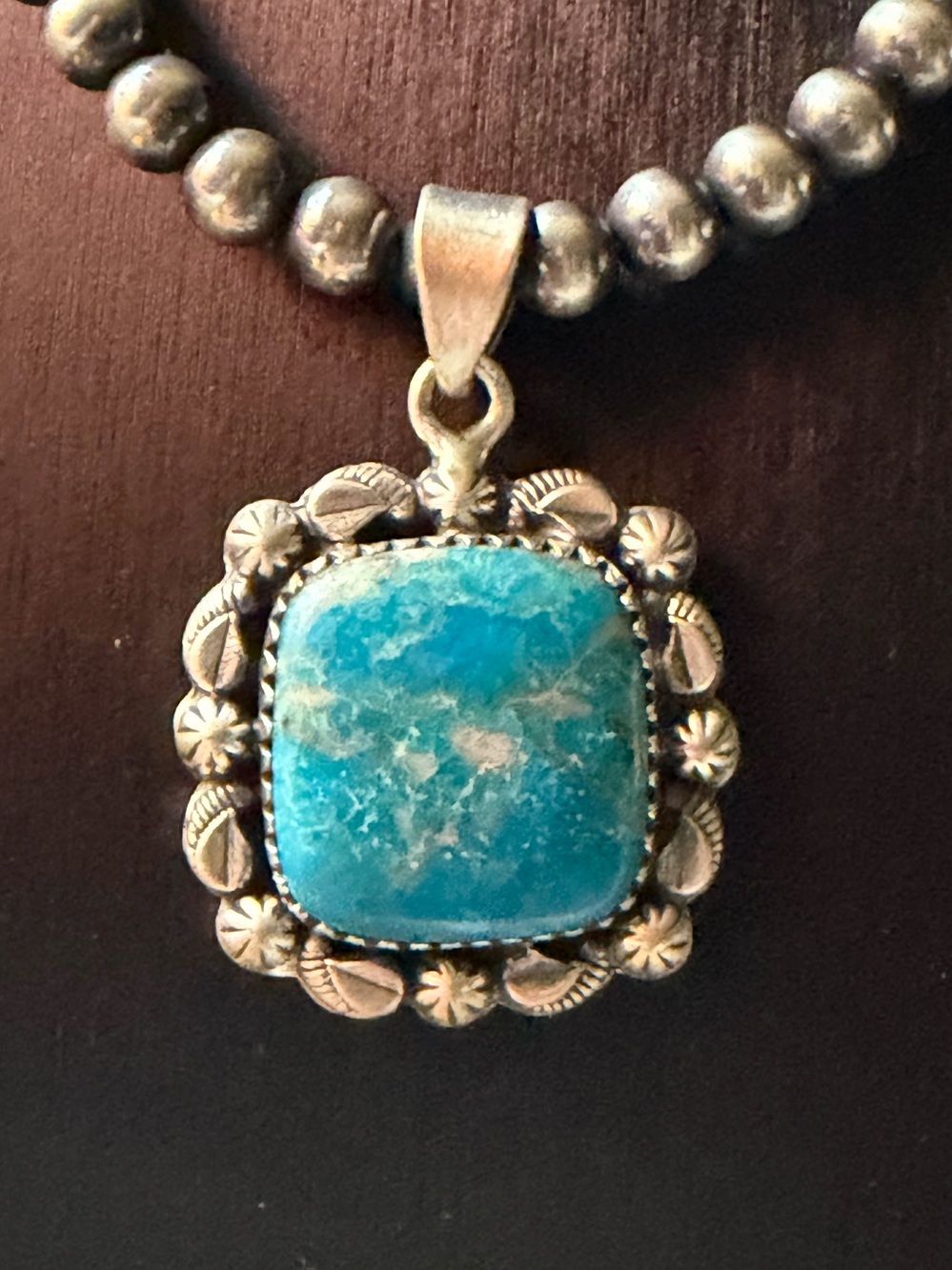 White Water Turquoise Stone Sterling Silver Pendant Necklace - Women Jewelry